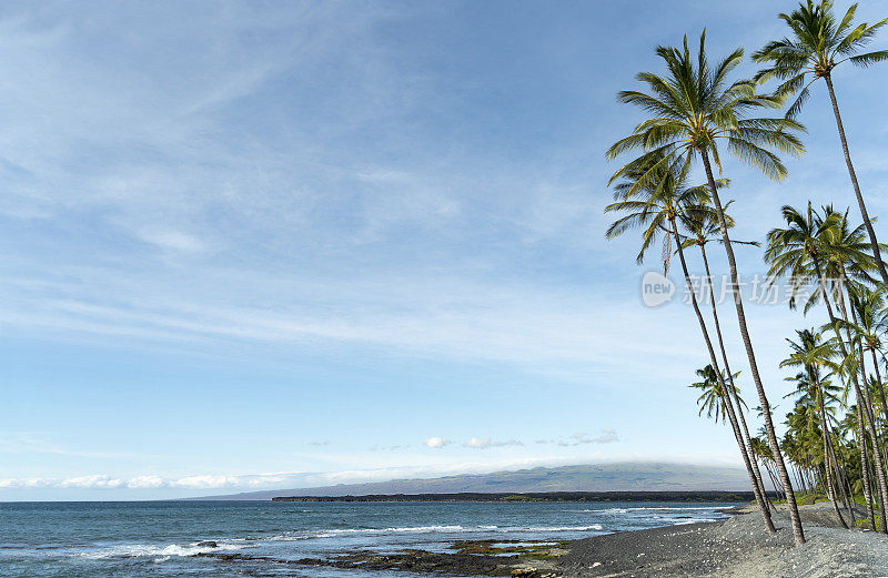 夏威夷大岛黑沙滩背景拷贝空间