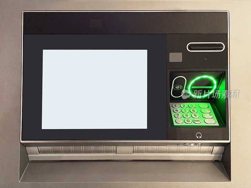 无数字显示的ATM银行取款机(屏幕有剪切路径)