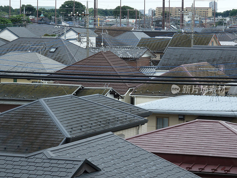 从上空拍摄郊区的一个居民区