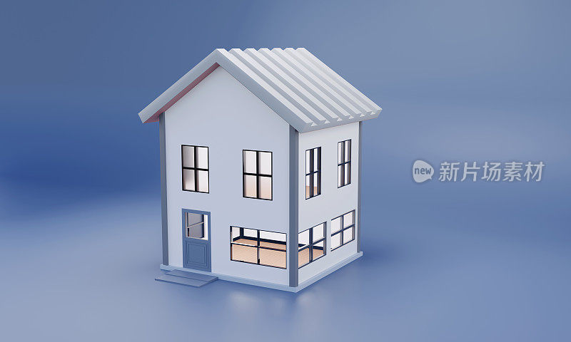 3d现实住宅。房地产、抵押、贷款概念