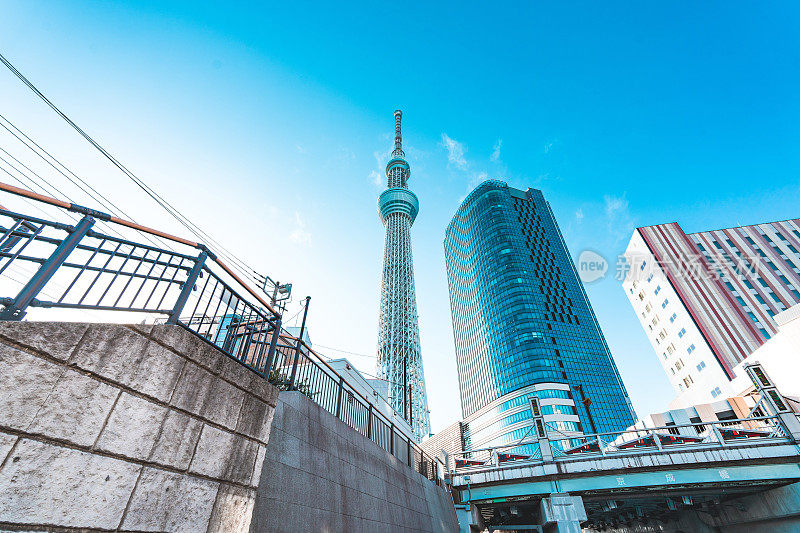 东京天空树位于东京镇的街道上