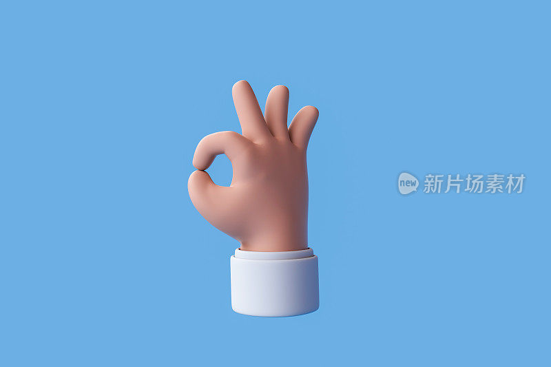 手的3d渲染与标志OK