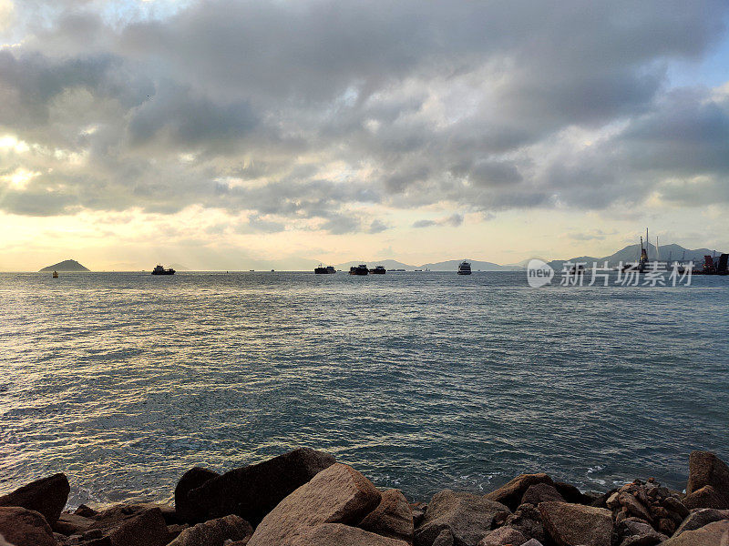 香港日落时的华南海景