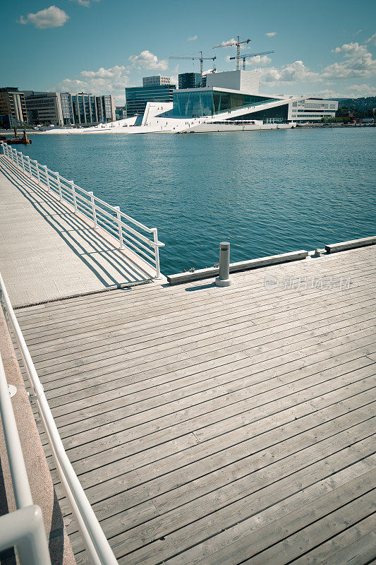 奥斯陆城市景观，海港和歌剧院