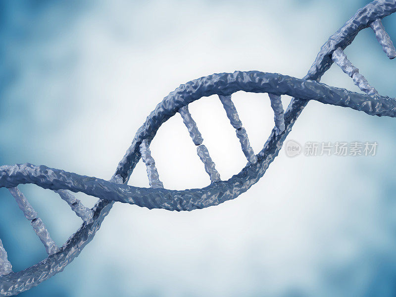 蓝色背景上的DNA的数字插图