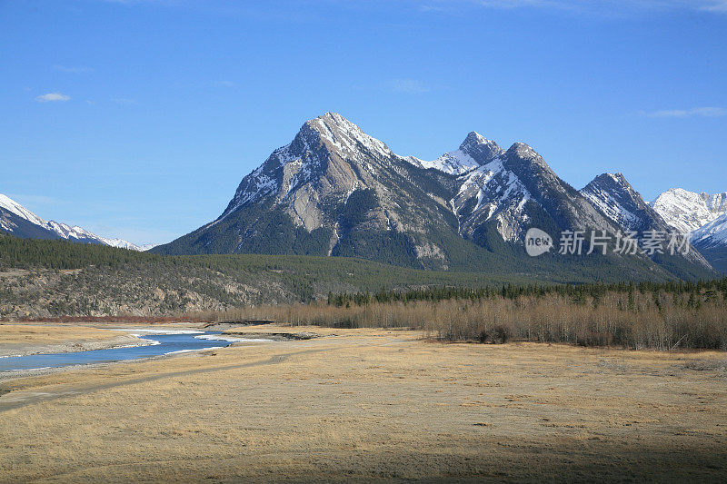 阿尔伯塔亚伯拉罕湖以南的佩斯基特山和落基山脉。