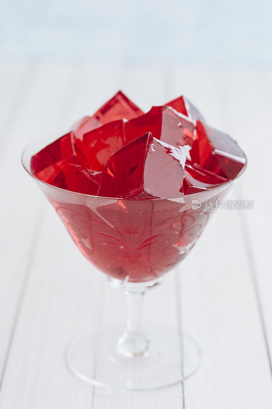 玻璃里的红色果冻块