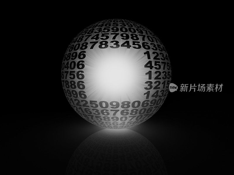 在黑色背景上形成一个孤立的球体的3D数字。