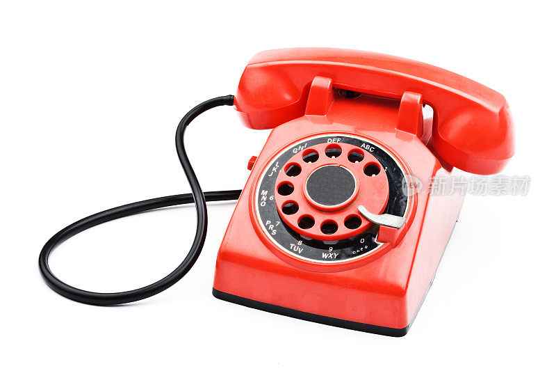老式红色旋转式电话
