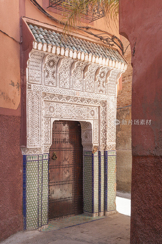 摩洛哥马拉喀什一所房子的入口