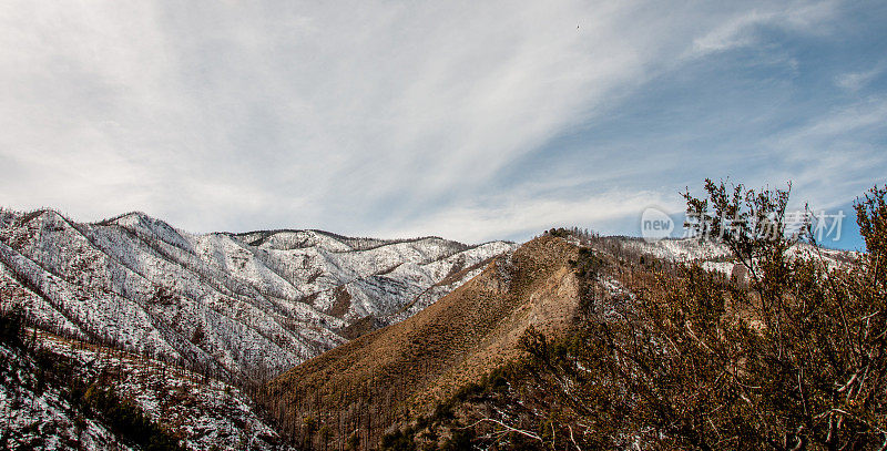 从埃默里山口的雪山在吉拉国家森林