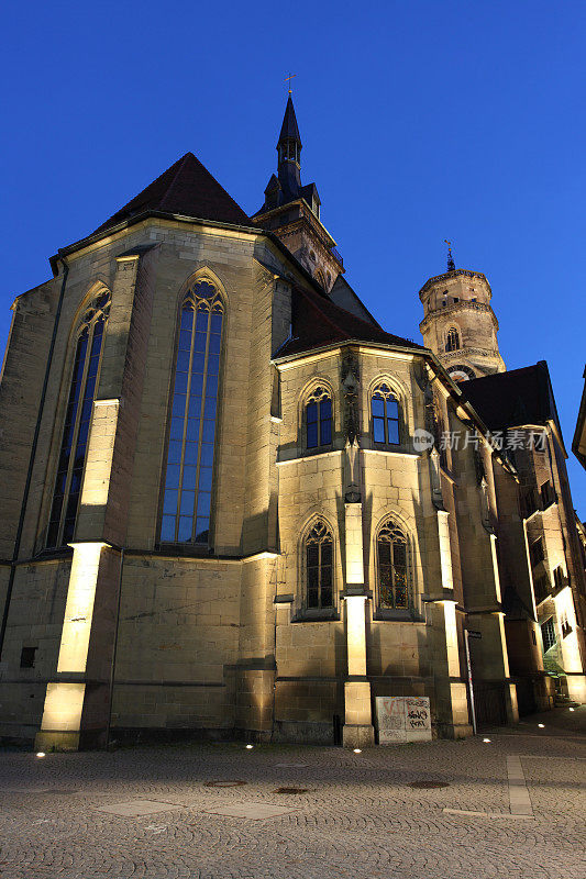 福音学院教堂Stiftskirche斯图加特底观夜