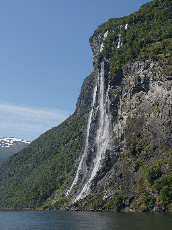 挪威geiranger峡湾瀑布