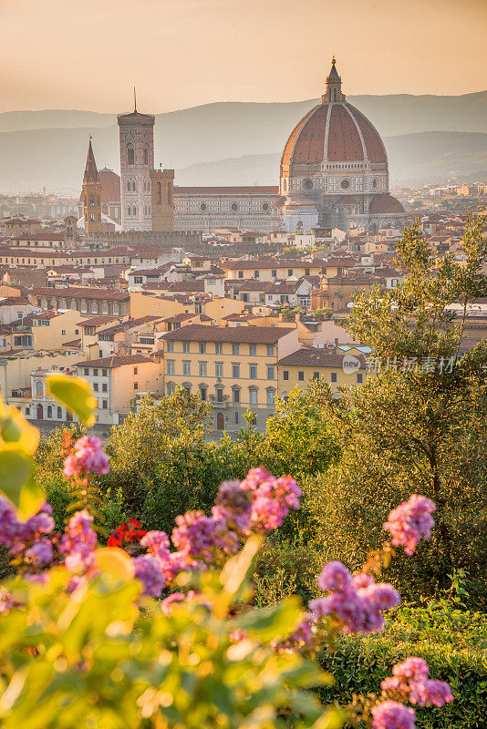 佛罗伦萨与圣母大教堂的鸟瞰图，托斯卡纳，意大利