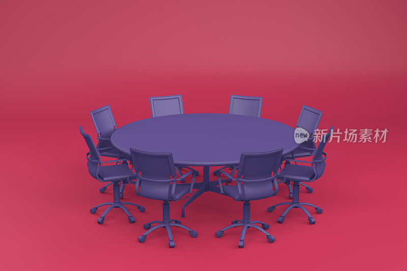 带椅子的会议桌，简约的概念。