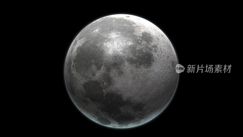 真实的月球在外层空间。高的详细结构。三维渲染