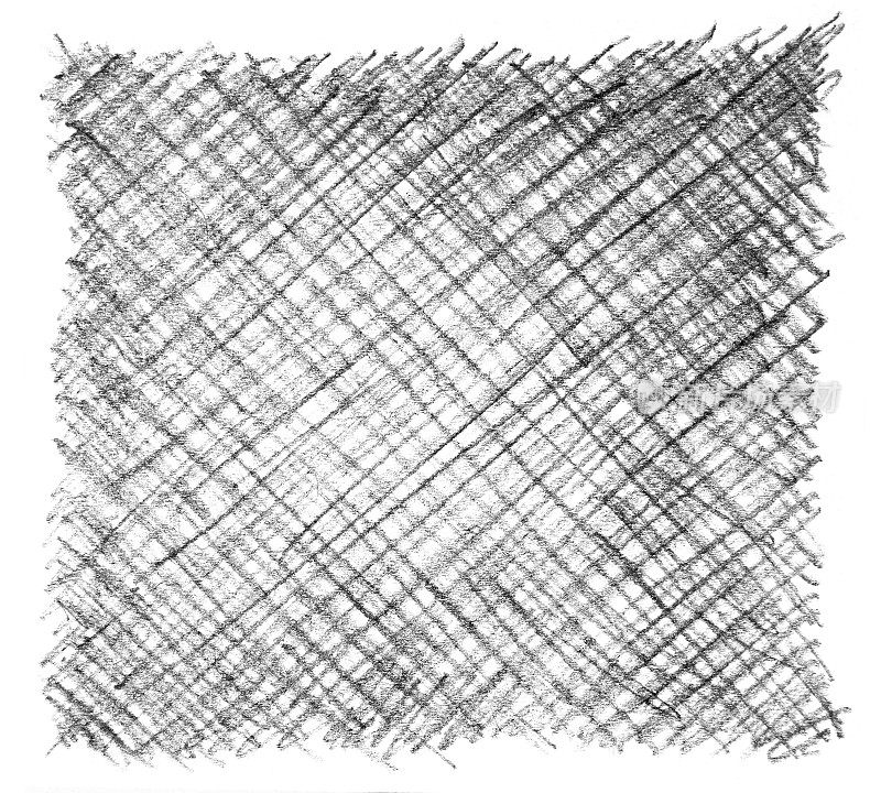 灰色铅笔方块孤立在白色背景上。抽象手工笔画