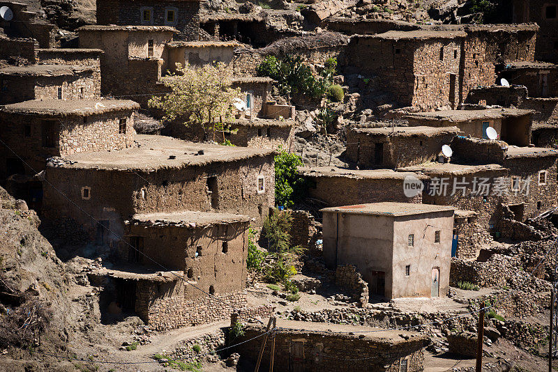 摩洛哥传统的石头和泥土房屋