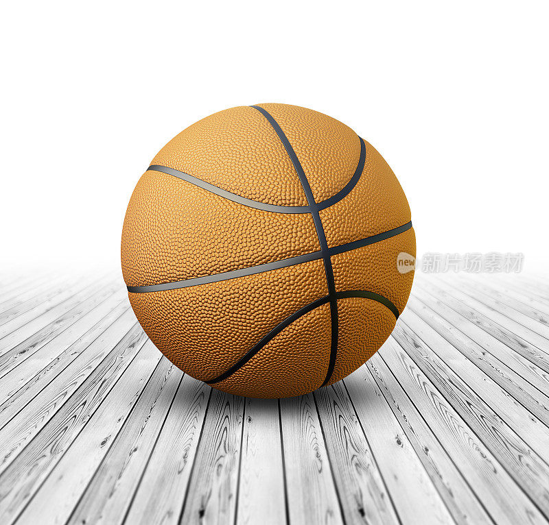 篮球放在木地板上