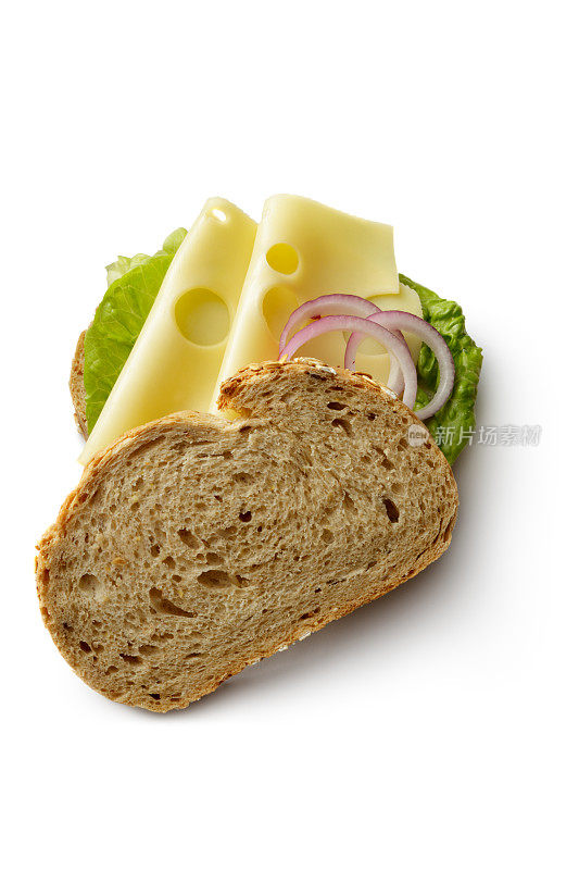 三明治:奶酪三明治孤立的白色背景