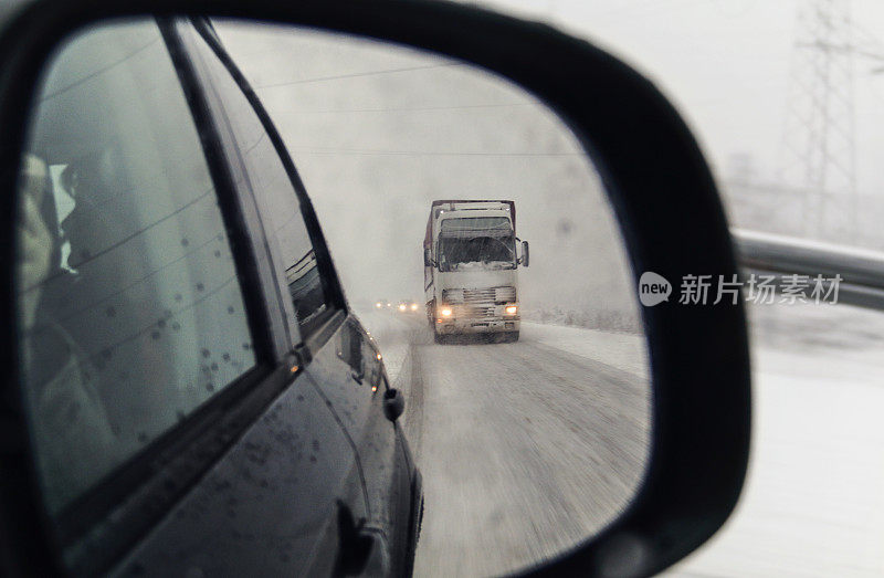 下雪天在高速公路上