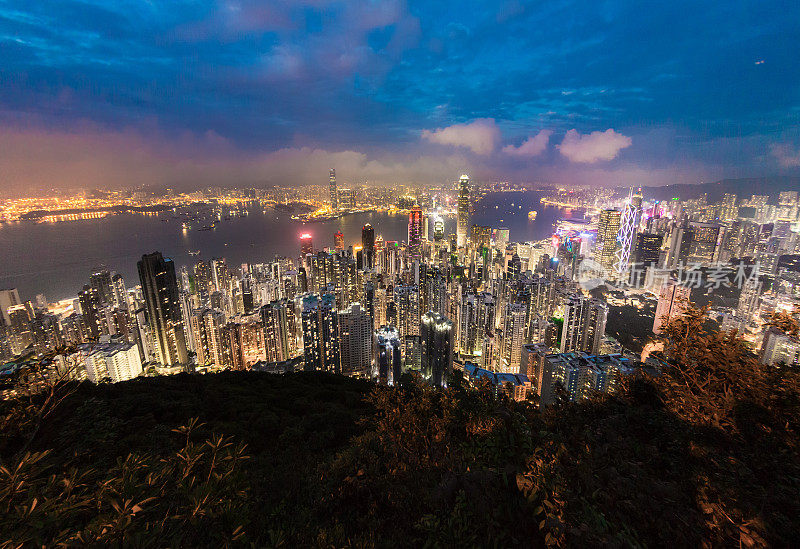 香港夜全景图