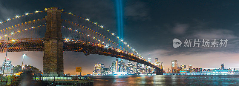 全景式布鲁克林大桥与致敬在光
