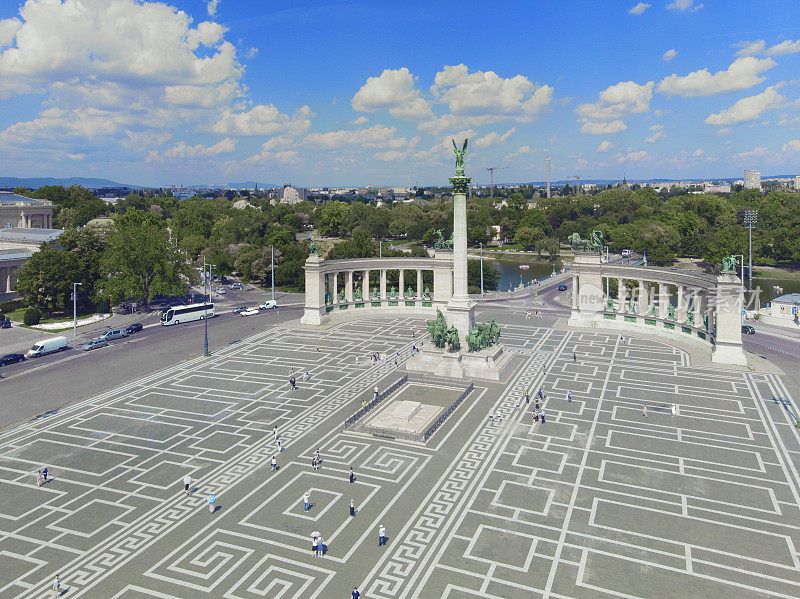 布达佩斯夏季英雄广场鸟瞰图