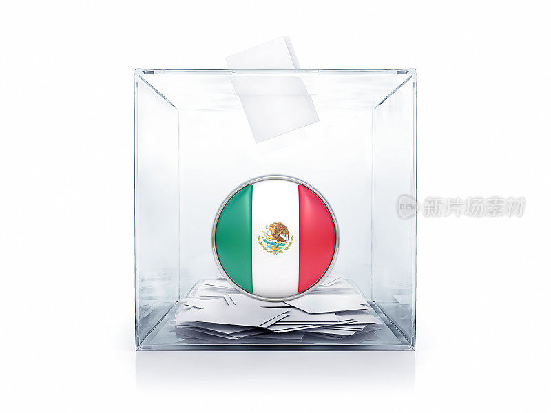 带有墨西哥国旗和选票的投票箱