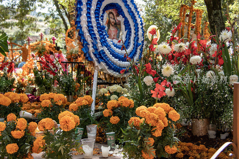 亡灵节墓地鲜花装饰