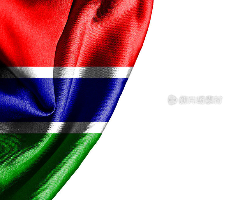 冈比亚挥舞着光滑的旗帜，孤立在白色背景上