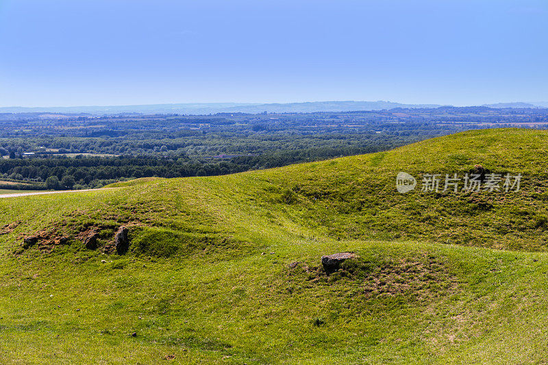 伯顿达塞特山俯瞰英国风景，英国中部的沃里克郡