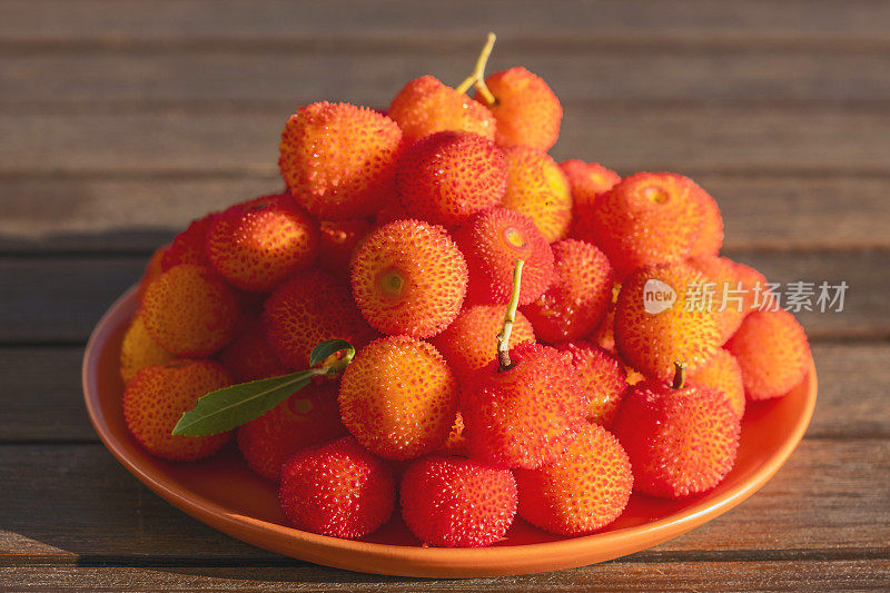 杨梅浆果或野草莓果实。