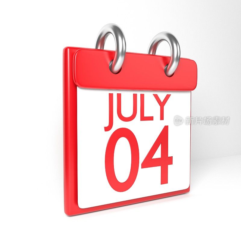 7月4日美国独立日的桌面日历，白色背景