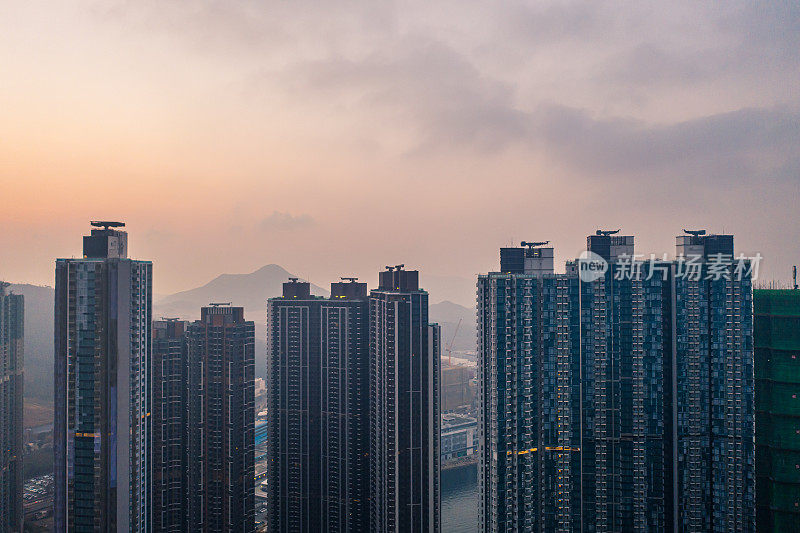 香港住宅建筑的无人机视图