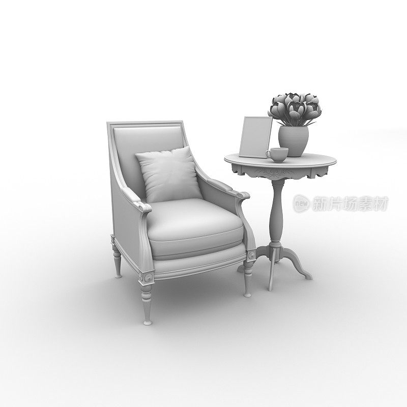 软扶手椅和咖啡桌