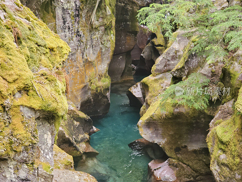 蒙大拿冰川国家公园雪崩峡谷中的水