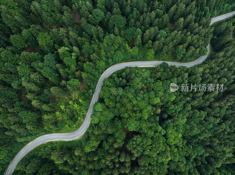 鸟瞰蜿蜒的道路