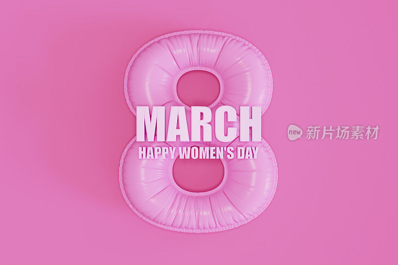 3月8日妇女节气球，贺卡以粉红色为底色