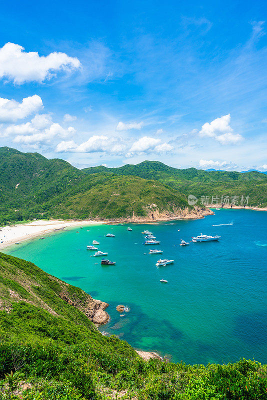 香港西贡东郊野公园浪鼓海滩全景