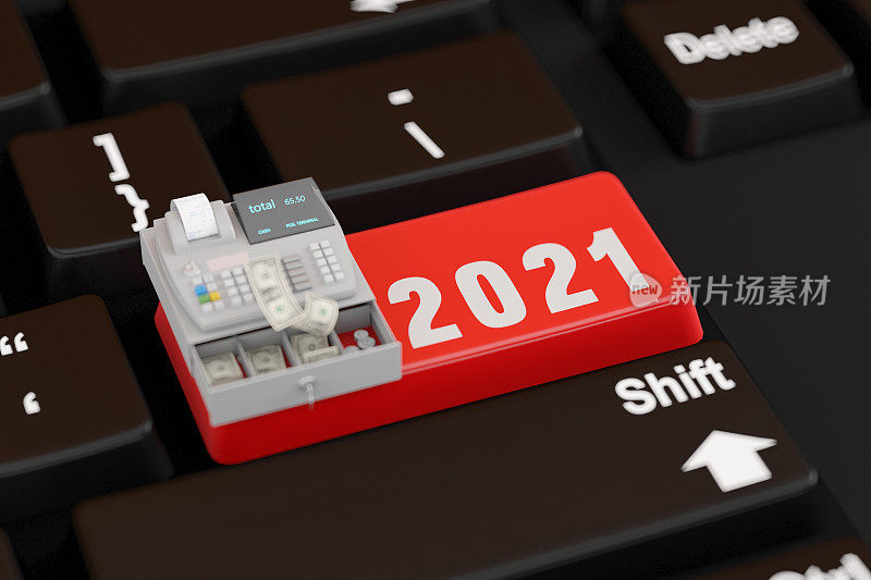 带有2021键盘的收银机