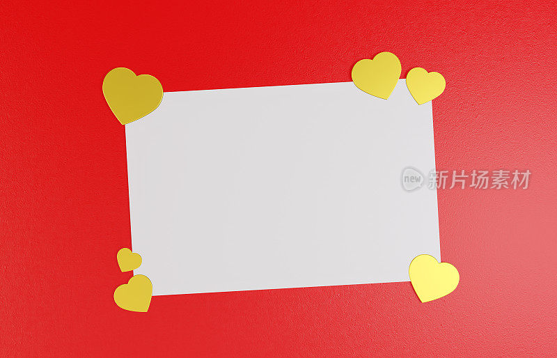 空情人节卡片上的金色心形图案。情人节的概念。