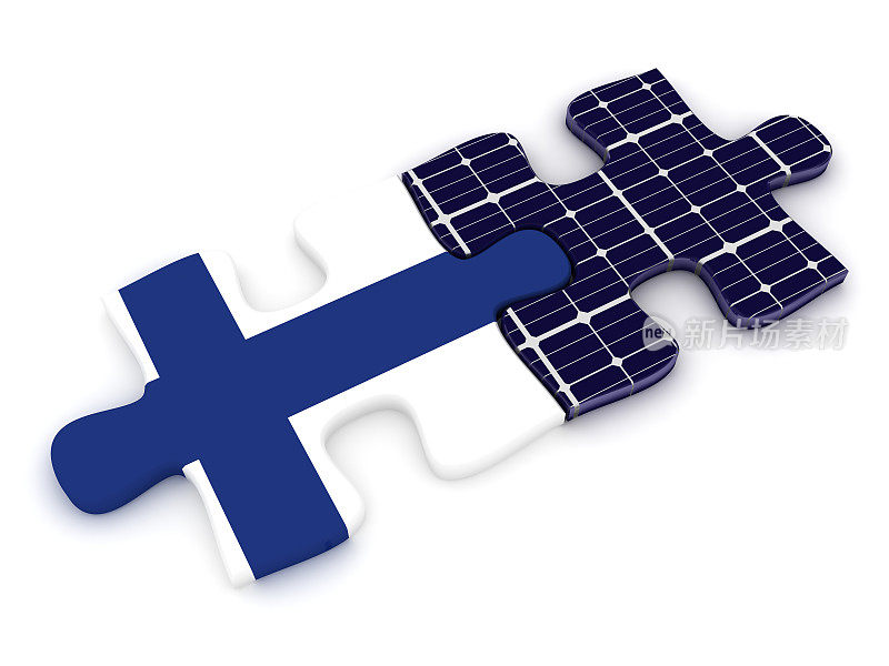 芬兰国旗拼图太阳能板可再生能源