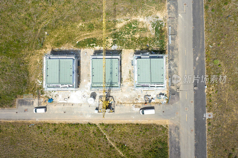 住宅建筑工地。发展区，鸟瞰图