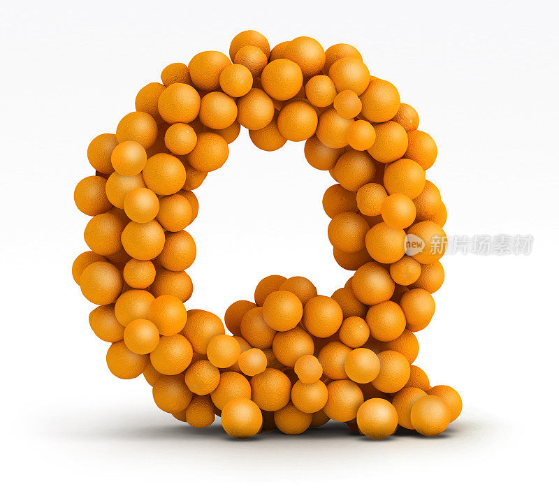 字母Q，橘色橘色字体，白色底色