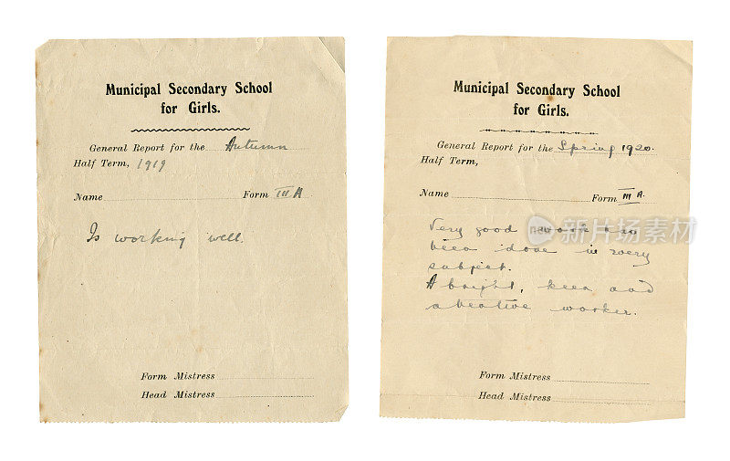 两份学期报告1919-1920