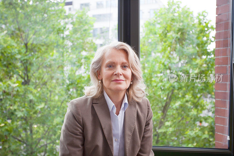 对着窗户的高级女商人肖像