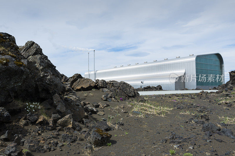 冰岛雷克雅斯维提地热发电厂的火山地面