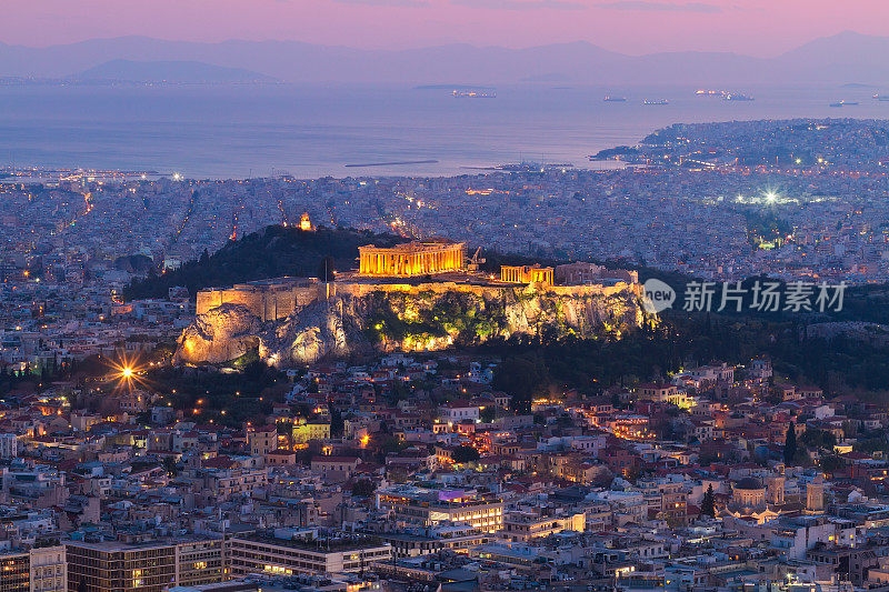 雅典夜景，希腊