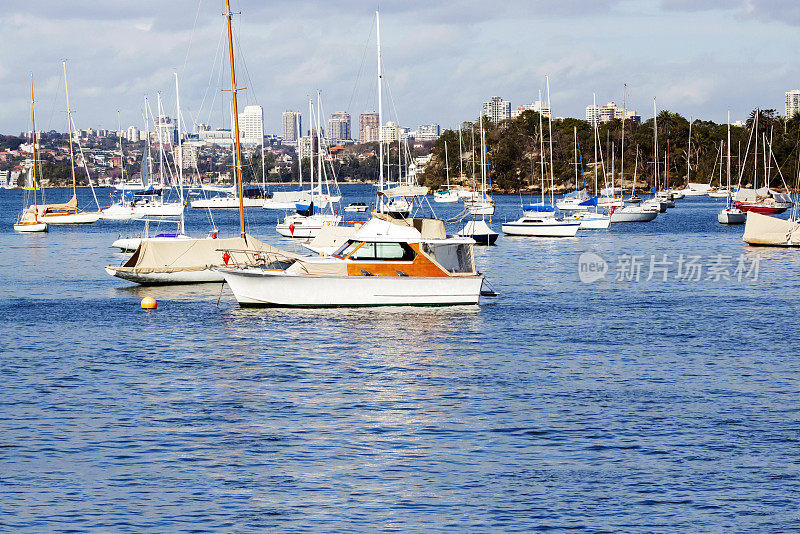 港口与船，中立湾悉尼澳大利亚，背景，复制空间